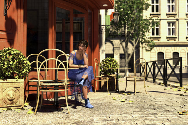 女士一直在等。三维渲染图片下载