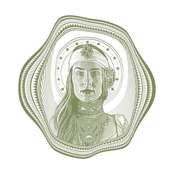 女神和扭曲的圆框图片下载