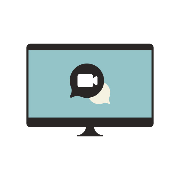 桌面电脑与视频通话图标在屏幕上图片下载