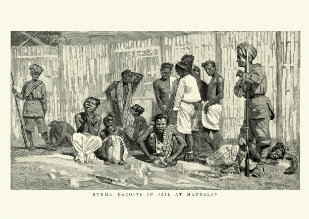 19世纪缅甸曼德勒监狱里的强盗图片下载