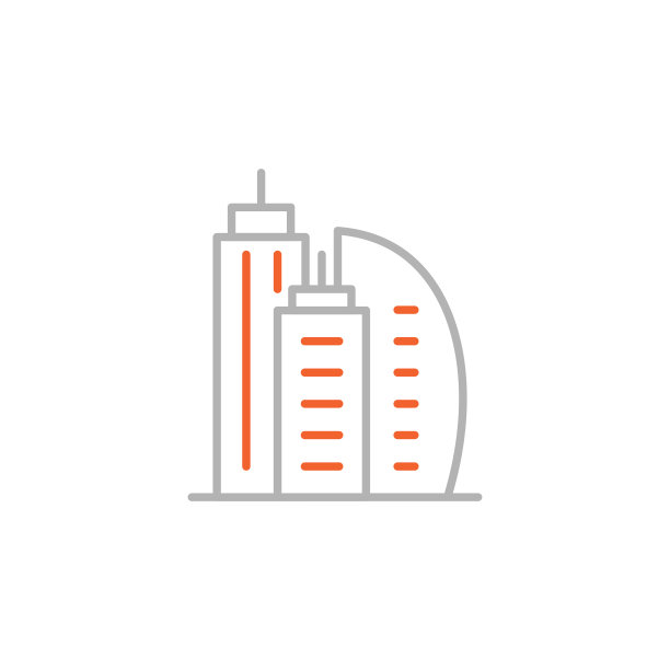 建筑物图标与可编辑的描边图片下载