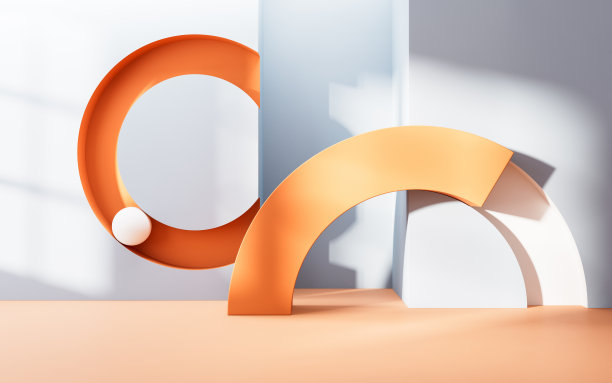 空房间与几何形状，3d渲染。图片下载