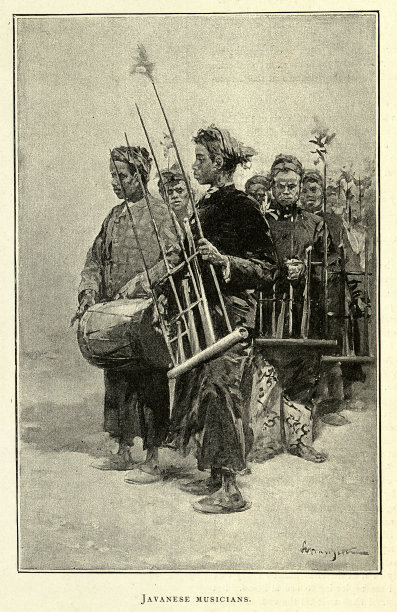 19世纪维多利亚时代的传统爪哇音乐家图片下载