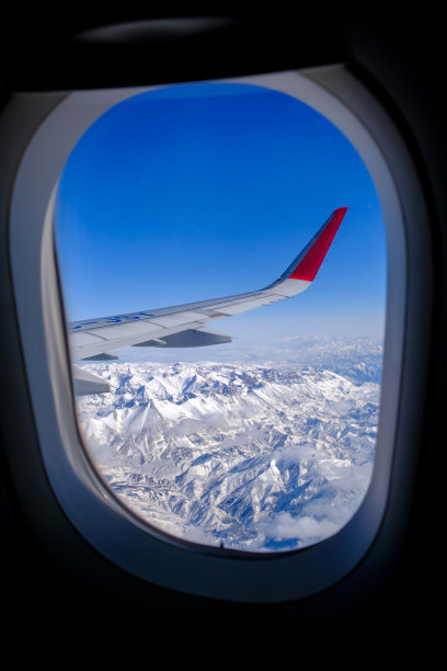 从飞机窗口到机翼的经典图像。土耳其上空鸟瞰图图片下载