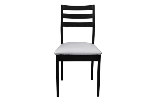 木制椅子与白色皮革垫子隔离在白色背景图片下载