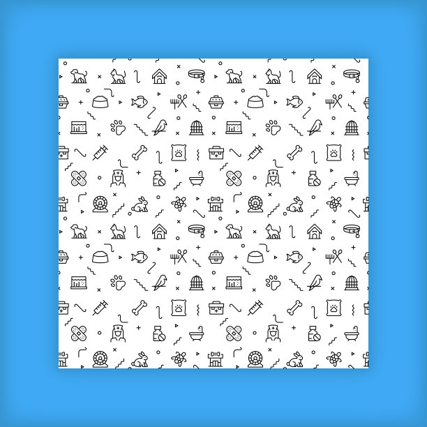 无缝背景模式与简化图标关于宠物兽医主题图片下载