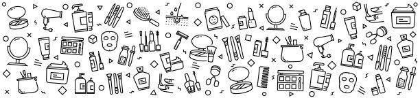 美丽模式与线性图标，潮流线性风格向量图片下载