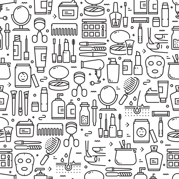 无缝图案和背景与线条图标。可编辑的中风图片下载