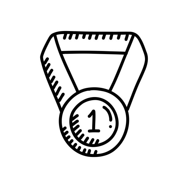 奖牌手绘制图标，涂鸦风格矢量插图图片下载