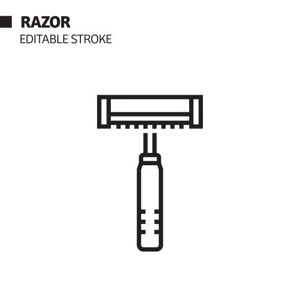 剃刀线图标，轮廓矢量符号插图。图片下载