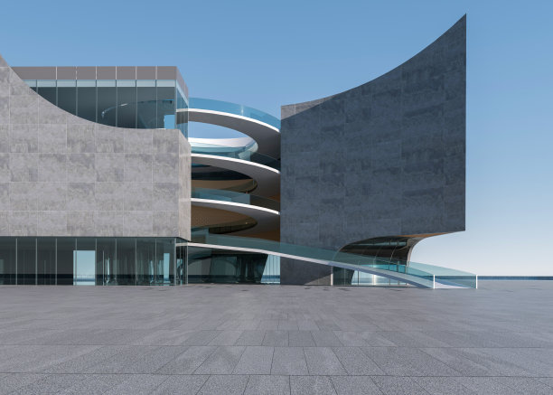 清洁地面广场和建筑立面图片下载