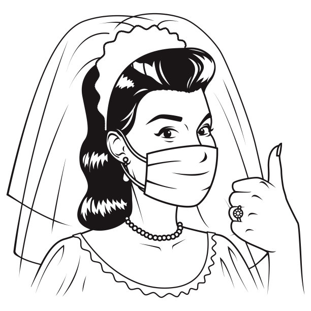 复古新娘戴面具图片下载