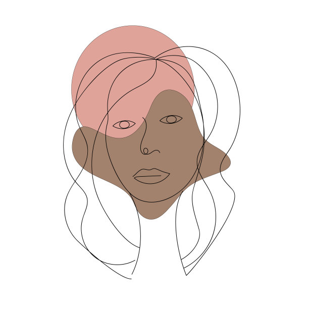 线条艺术女孩在白色背景的网页设计图片下载