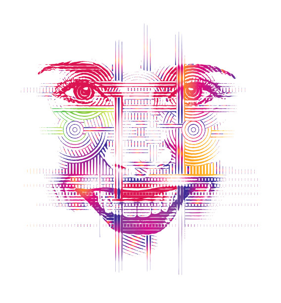 女人的眼睛和嘴唇用小故障技术图片下载