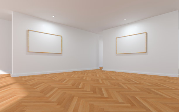 3D木地板白色展厅图片下载