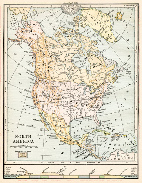 北美地图1888图片下载