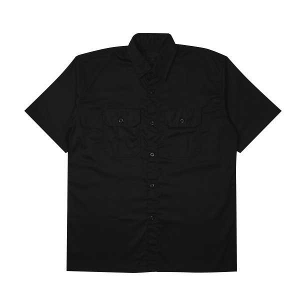 男式短袖军用衬衫。Workshirt黑色。黑色短袖工作衬衫图片下载