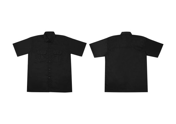 男式短袖军用衬衫。Workshirt黑色。黑色短袖工作衬衫图片下载