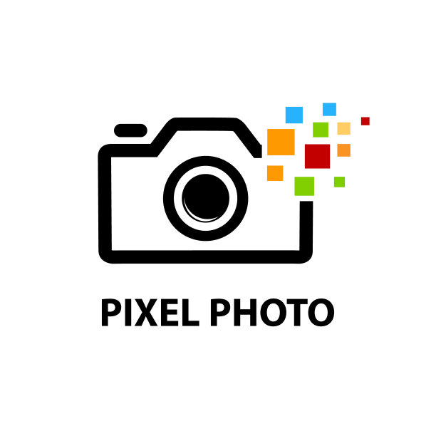 摄影符号使用镜头符号和像素符号设计矢量符号概念模板图片下载