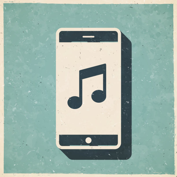 智能手机上的音乐。图标复古复古风格-旧纹理纸图片下载