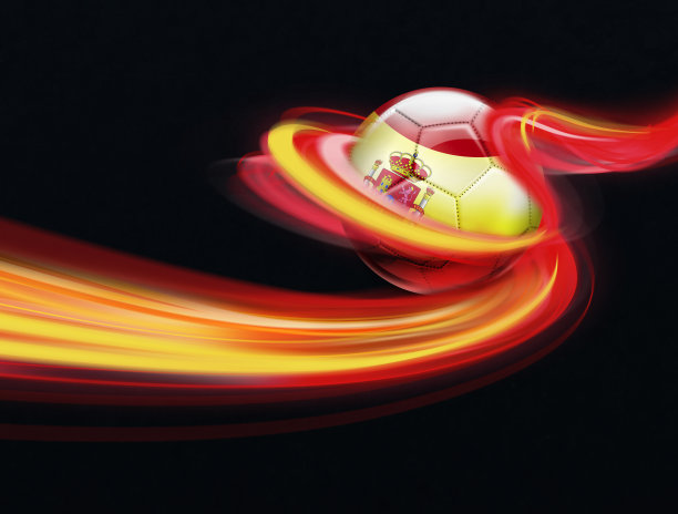 西班牙足球与国旗光束图片下载