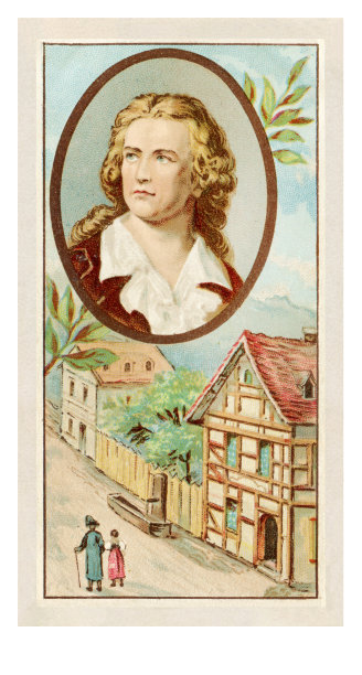 德国诗人席勒肖像新艺术插画图片下载