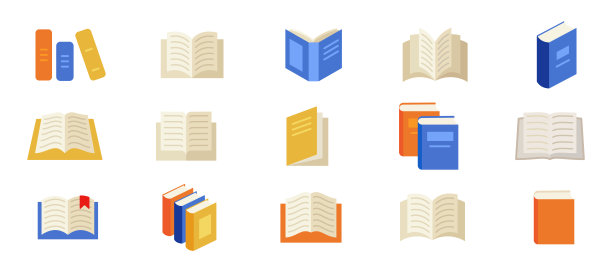 图书图标集。平的风格。矢量插图。图片下载