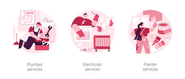 承包商服务抽象概念矢量插图。图片下载