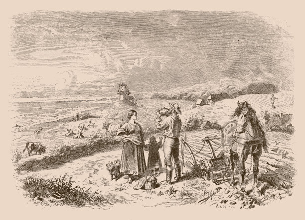 农民在耕地的间隙喝着水图片下载