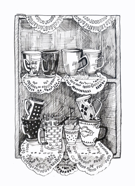 墨水，钢笔，白色背景上有圆圈的素描架图片下载