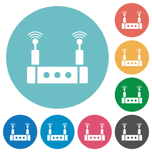 Wifi路由器扁平圆形图标图片下载