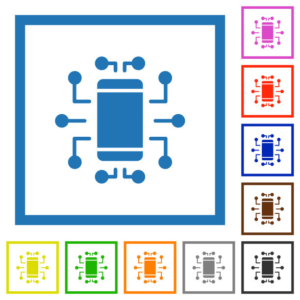 嵌入式设备固体平面框架图标图片下载