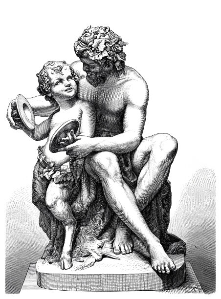 农牧之神和羊人敲钹，雕像图片下载