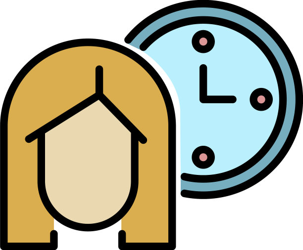 染发时钟时间图标颜色轮廓图片下载