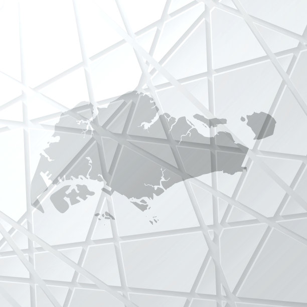 新加坡地图与网状网络在白色背景图片下载