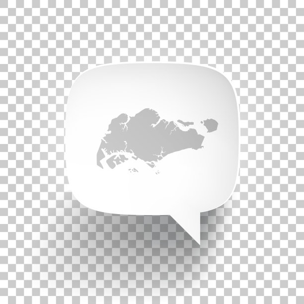 语音气泡与新加坡地图在空白背景图片下载