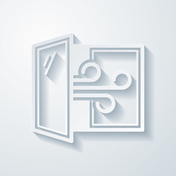 打开窗户-给房间通风。在空白背景上具有剪纸效果的图标图片下载