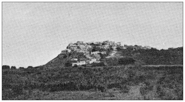 古插图:普拉塔尼亚，克里特岛图片下载