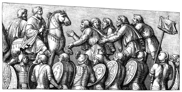 罗马马可·奥勒留柱(二世纪):德国马科曼尼向罗马战胜者乞求怜悯图片下载