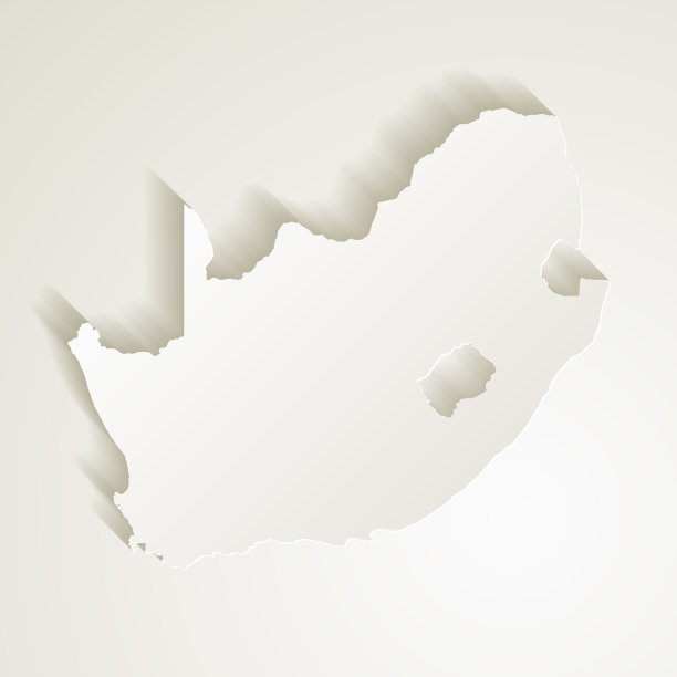 南非地图与剪纸效果的空白背景图片下载