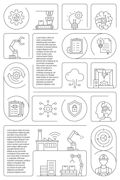 工业4.0相关矢量banner设计概念，具有图标的现代线条风格图片下载