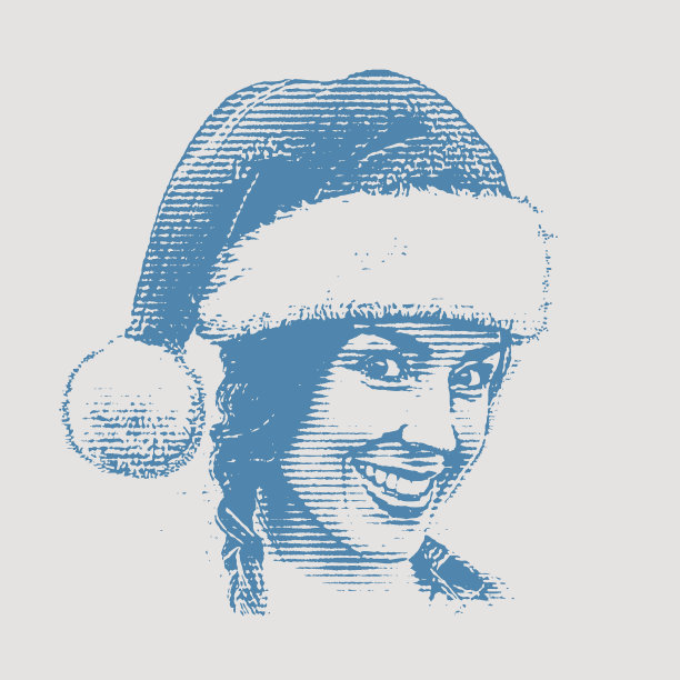 快乐的年轻女子戴着圣诞老人的帽子图片下载