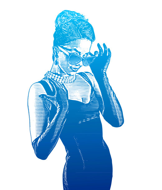 迷人的女人戴着复古风格的时尚窥视眼镜图片下载