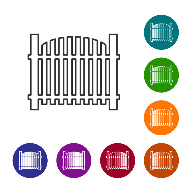 灰线花园篱笆木图标孤立上图片下载