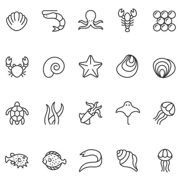 海鲜图标套装图片下载