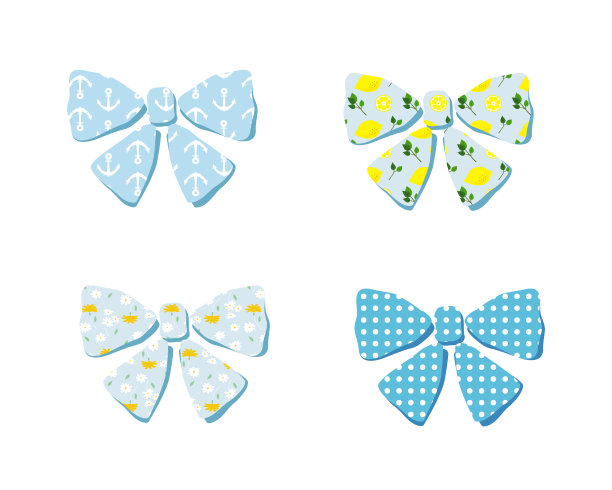 夏季图案缎带插图材料集图片下载