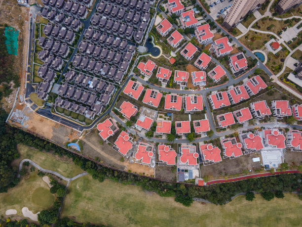 城市别墅区的航拍照片图片下载