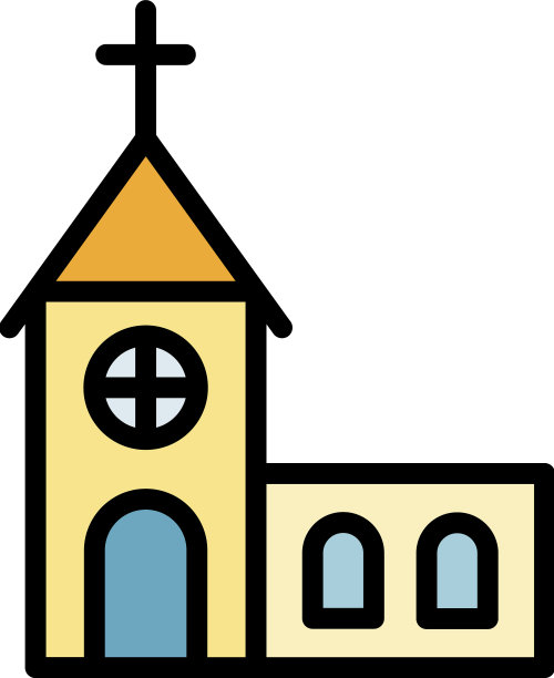 城市教堂图标颜色轮廓图片下载