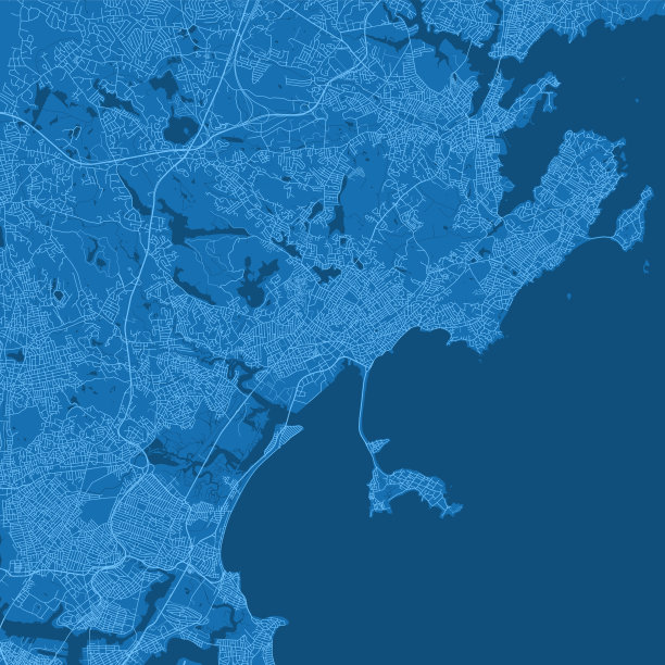 林马城市矢量路线图蓝色图片下载