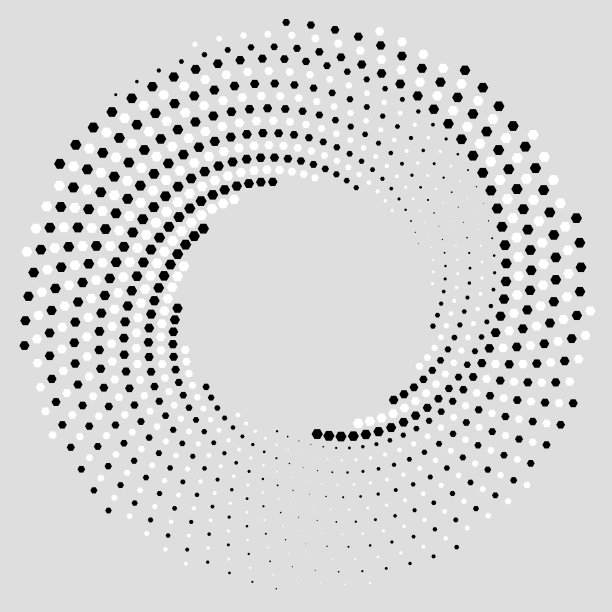 等距六边形螺旋。每一秒都是白色的，图片下载